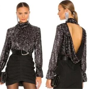 321. Free People Black Sequin Backless Top